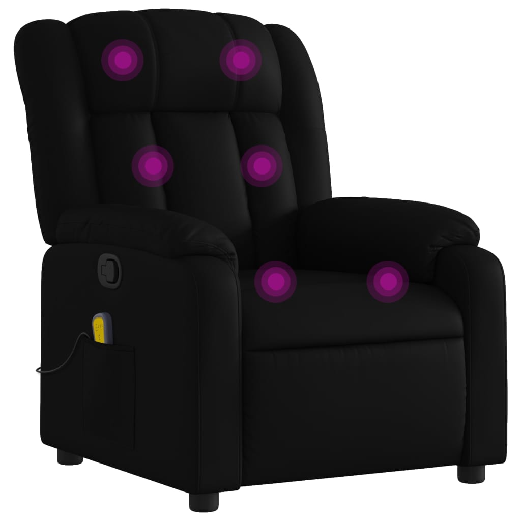 Massage Recliner Chair Black Faux leather Single