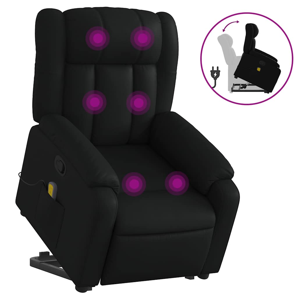 Stand Up Massage Recliner Chair Black Faux leather, metal, plywood
