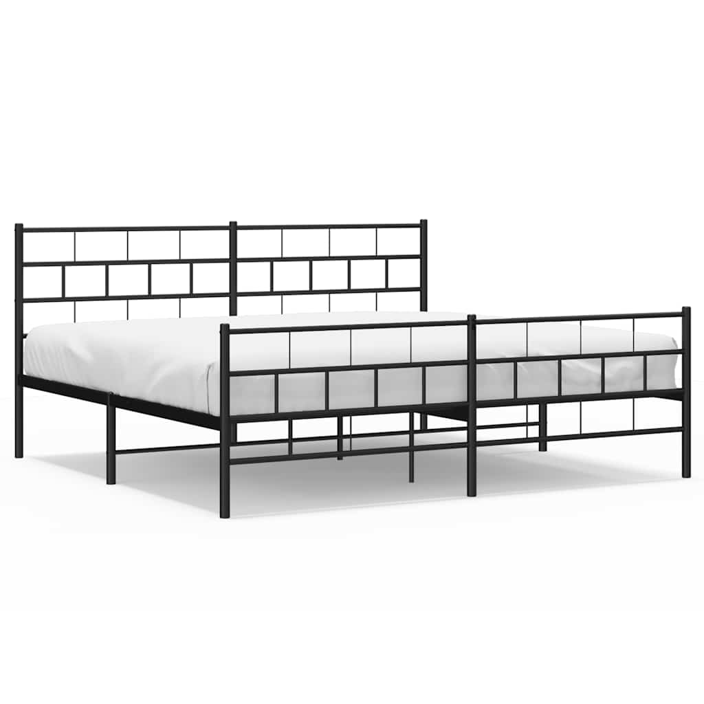 Metal Bed Frame Black Powder-Coated Steel Full Metal Bed Frame