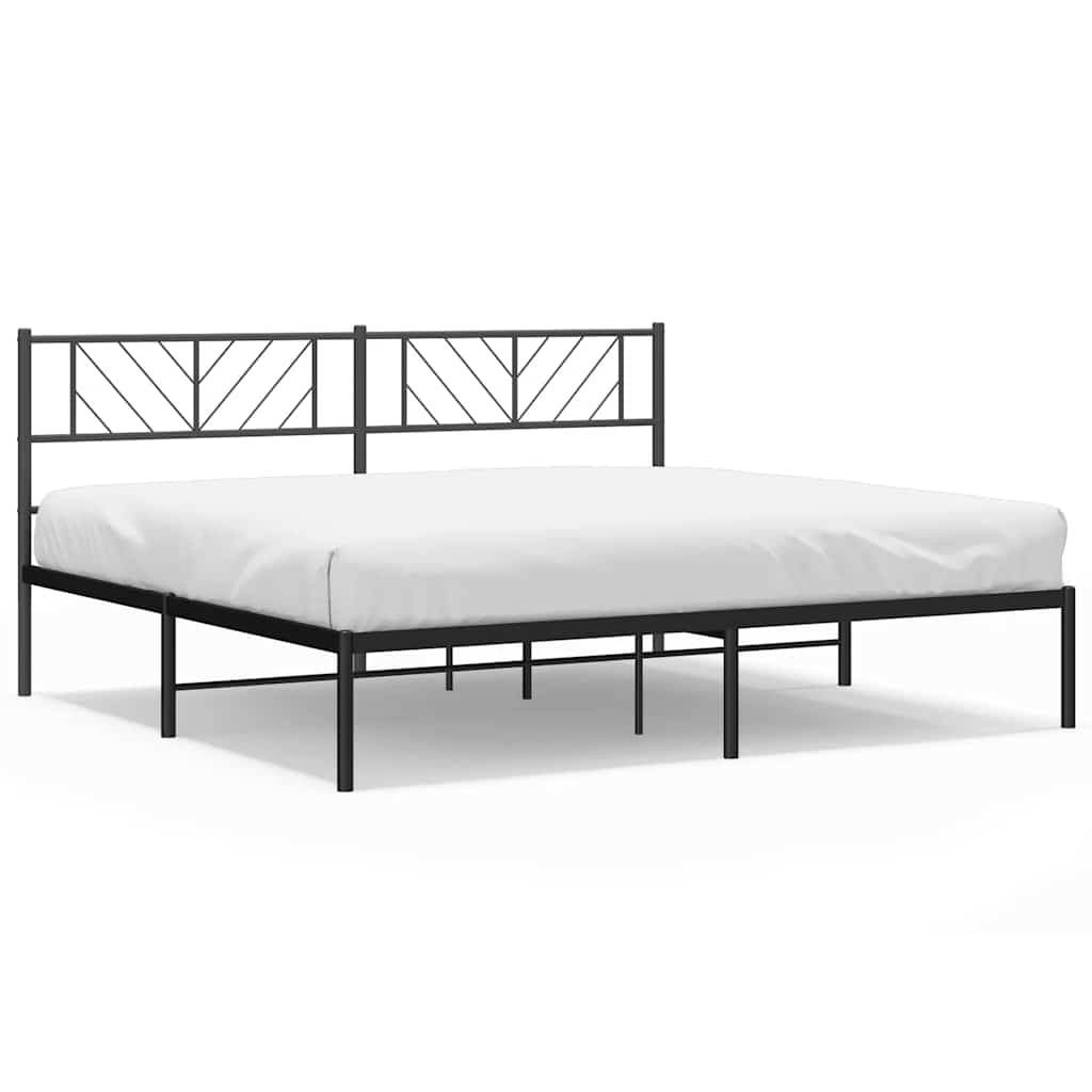 Metal Bed Frame Black Powder-Coated Steel Double Metal Bed Frame