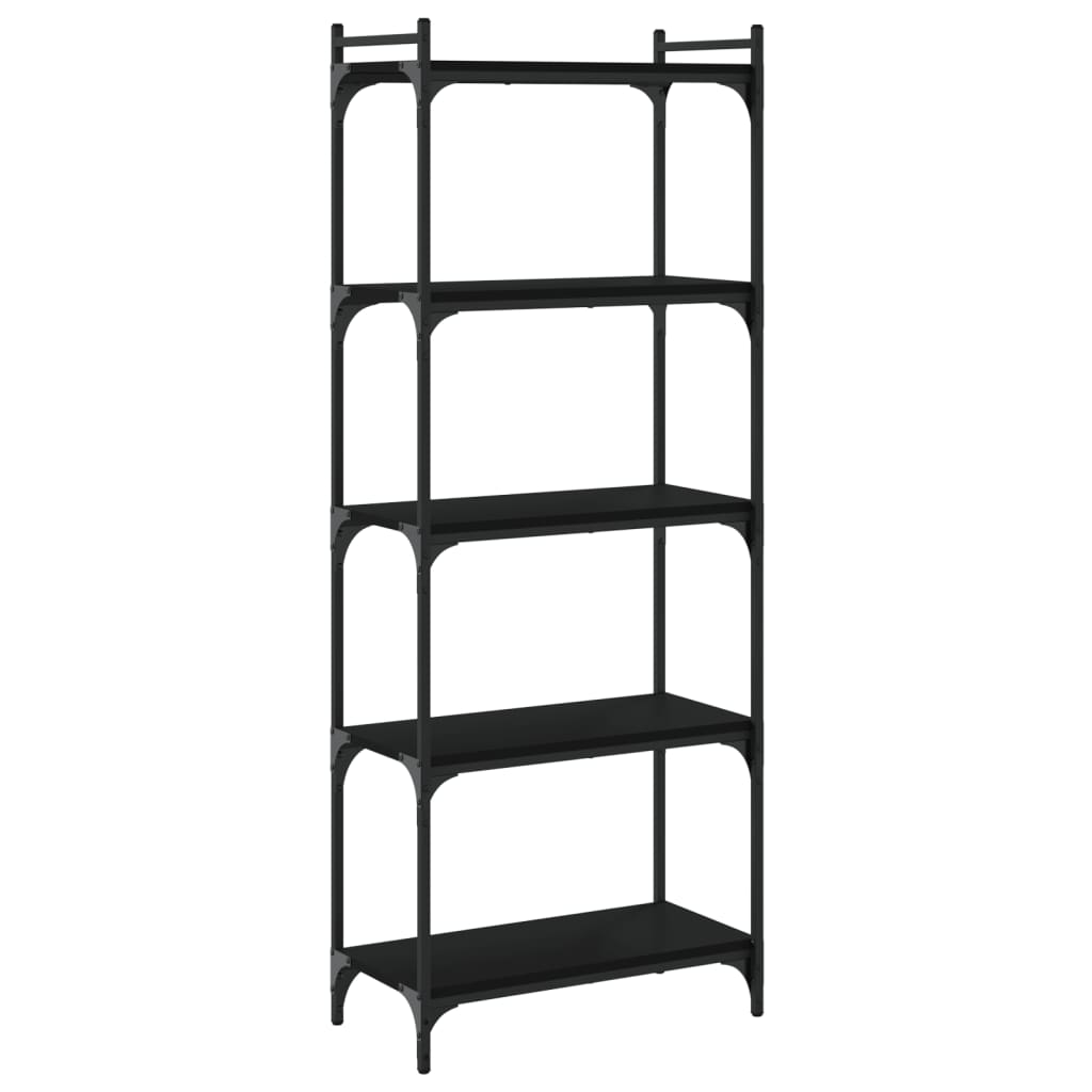Bookcase Black Engineered wood, metal 23.6x11.8x60.6 in