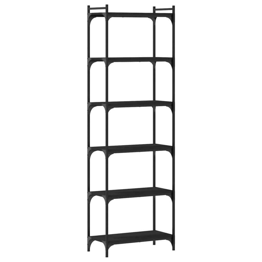 Bookcase Black Engineered Wood, Metal 23.6 x 11.8 x 74.0 in