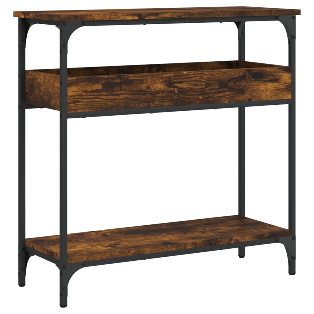 Console Table Smoked Oak Engineered Wood, Metal Medium
