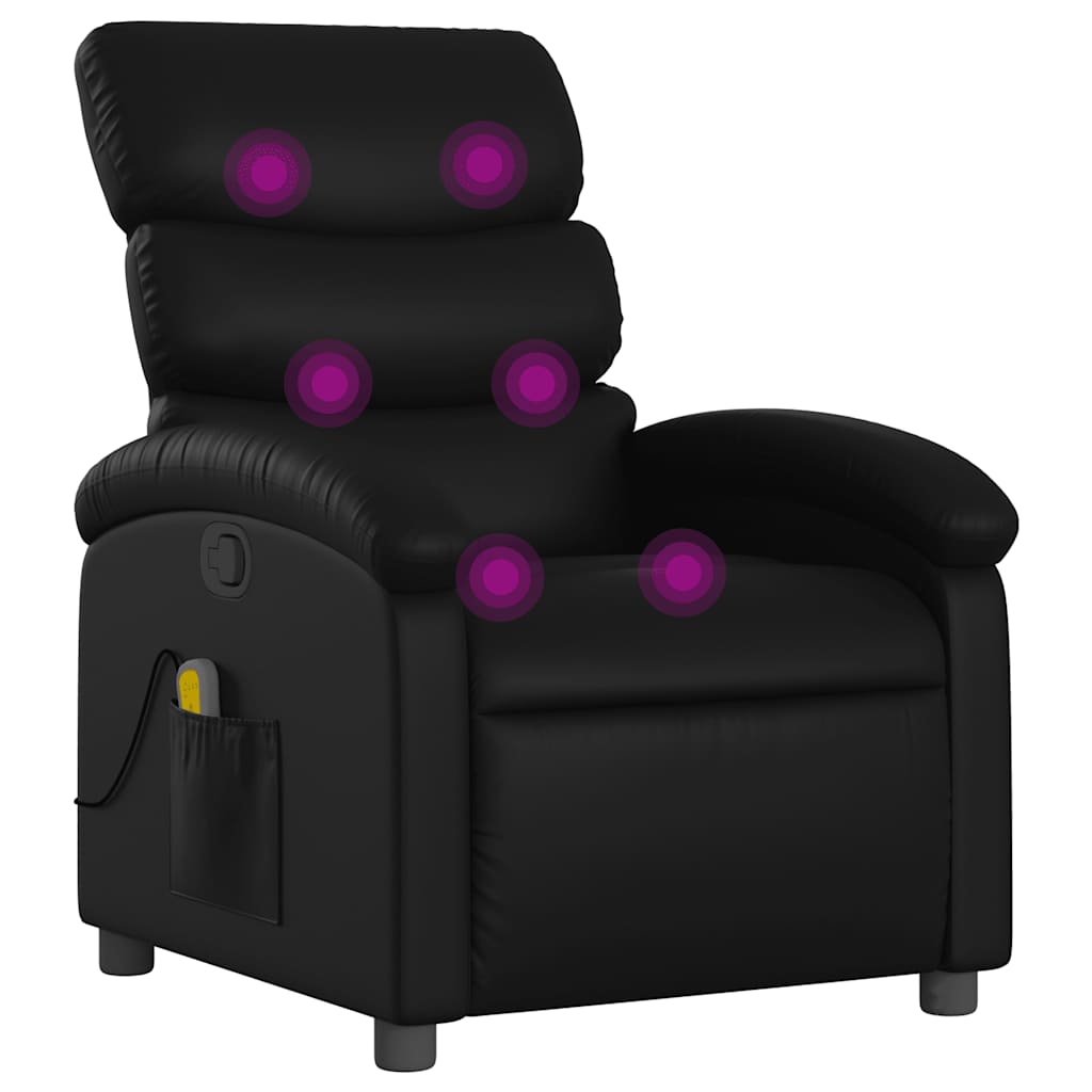 Massage Recliner Chair Black Faux leather, metal, plywood Single