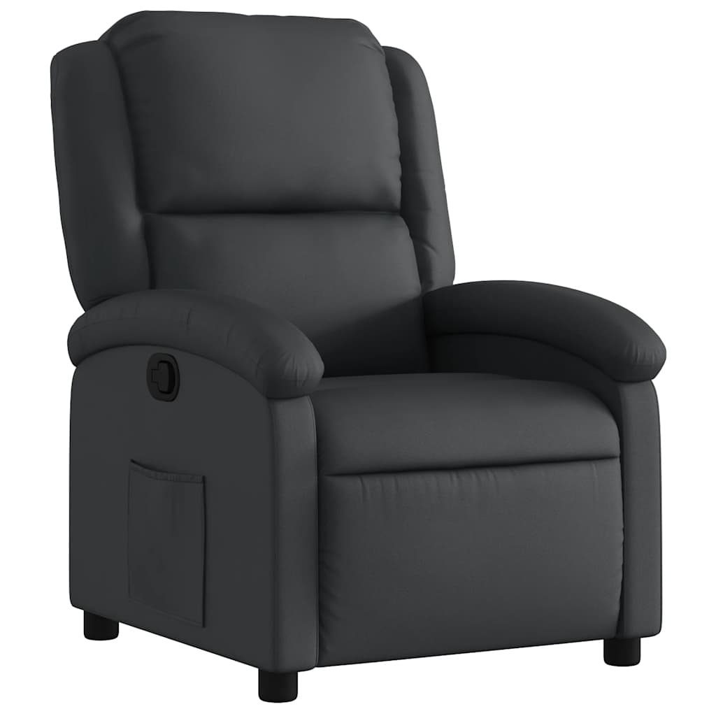 Recliner Chair Black Real leather, metal, plywood Medium