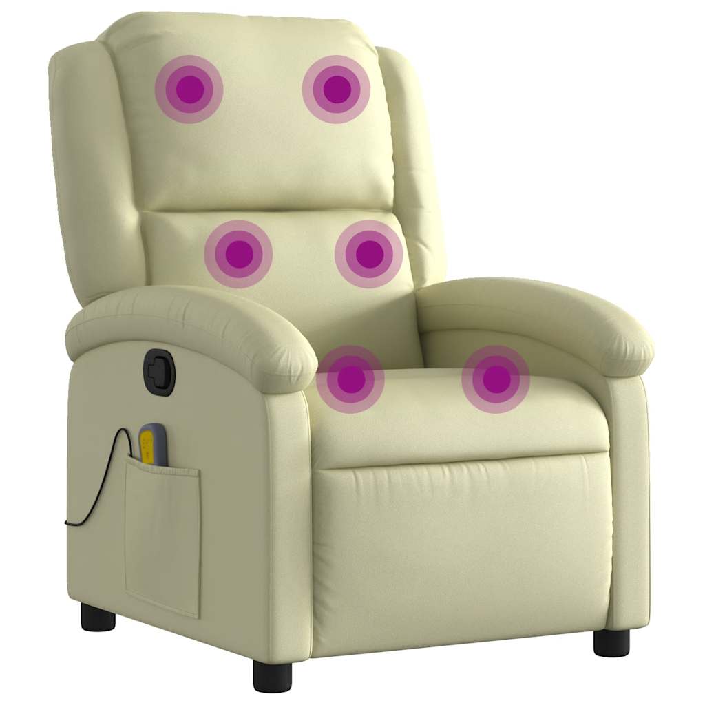 Massage Recliner Chair Cream Real leather, metal, plywood Standard