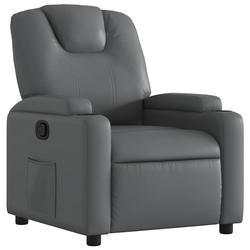 Recliner Chair Gray Faux leather Standard size