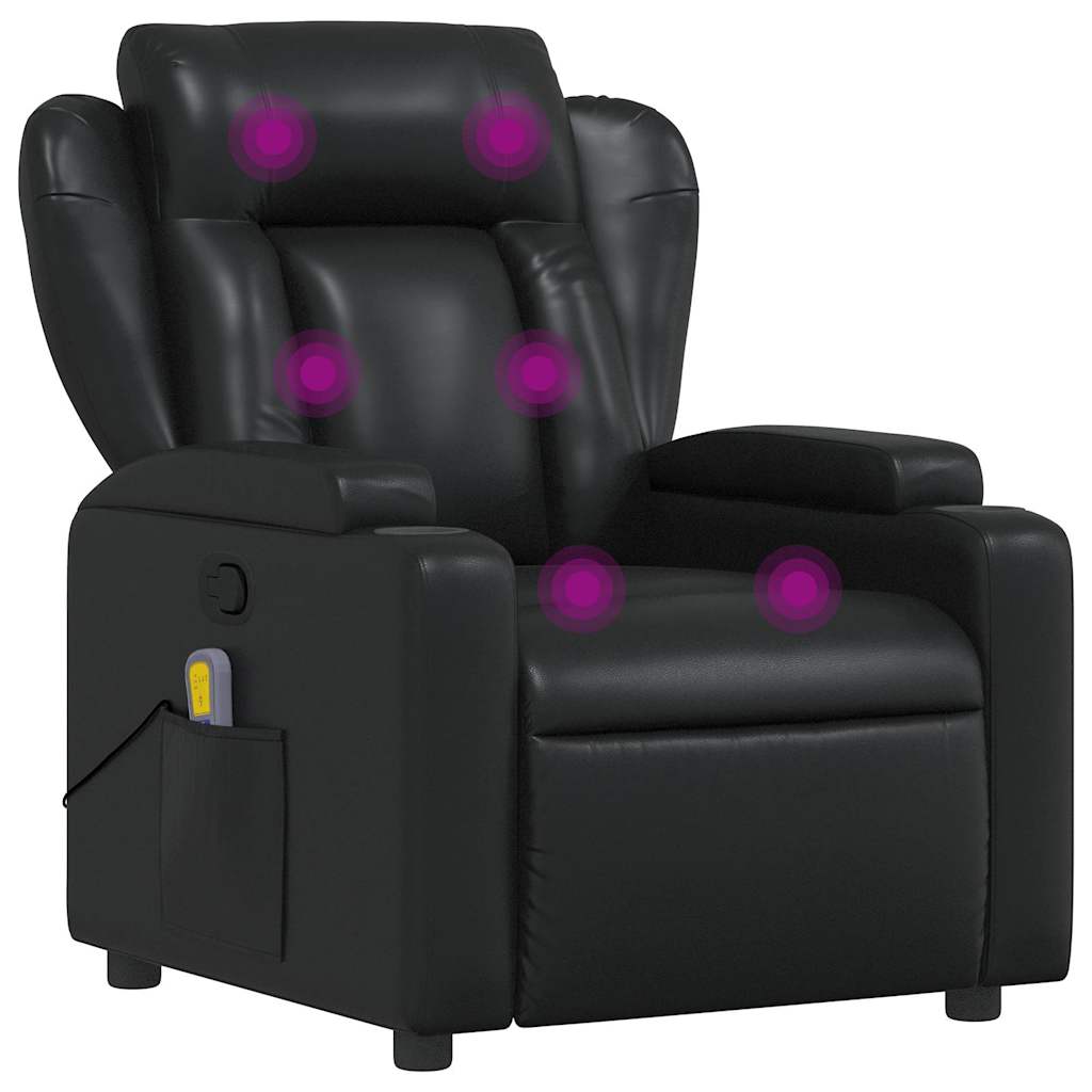 Massage Recliner Chair Black Faux leather, metal, plywood Single