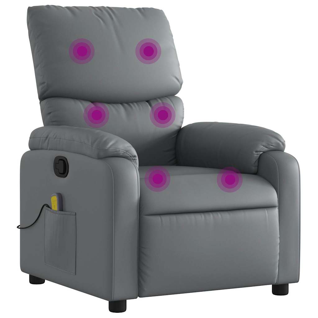 Massage Recliner Chair Grey Faux leather, metal, plywood Standard