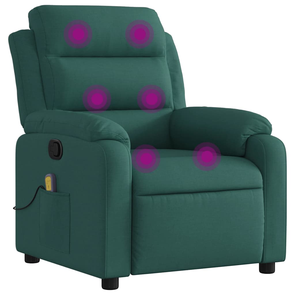 Massage Recliner Chair Dark Green 100% Polyester, Metal, Plywood