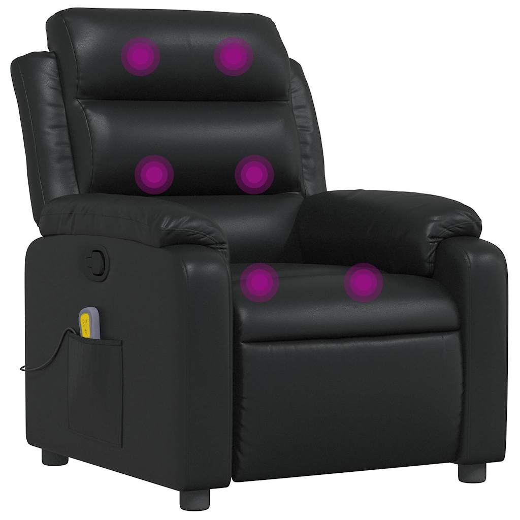 Massage Recliner Chair Black Faux leather, metal, plywood Single