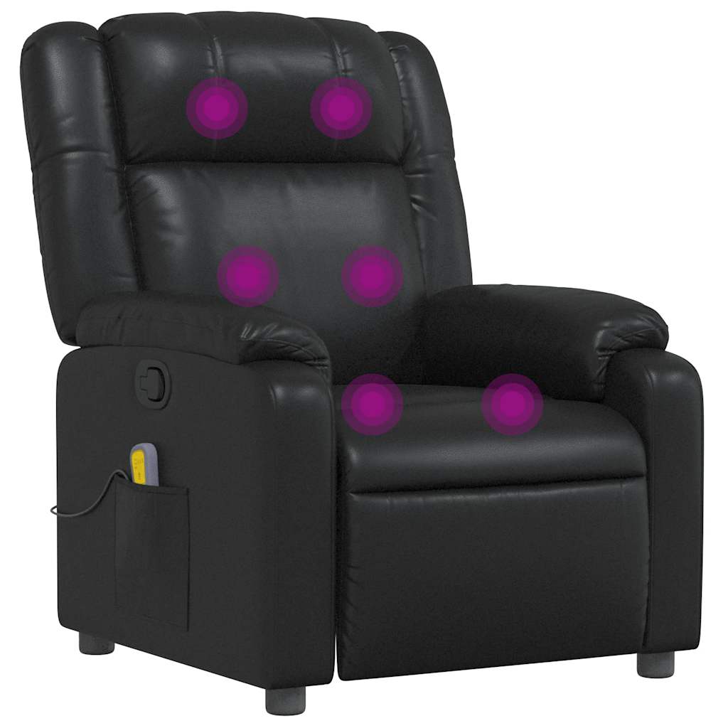 Massage Recliner Chair Black Faux leather, metal, plywood Standard