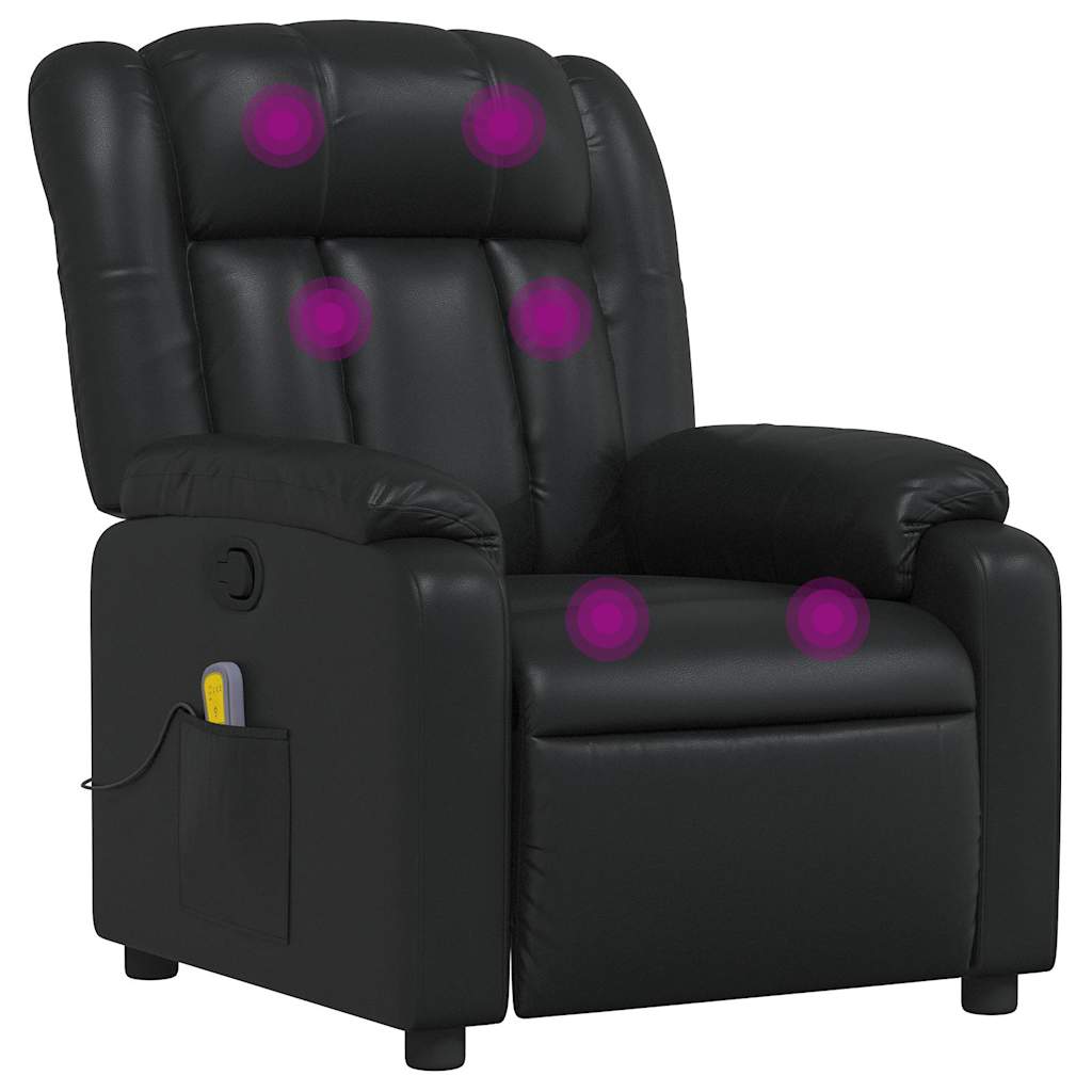 Massage Recliner Chair Black Faux leather, metal, plywood Single