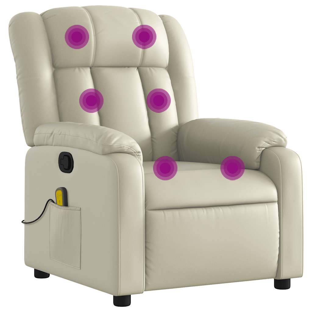 Massage Recliner Chair Cream Faux leather Large