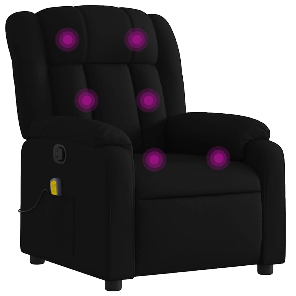Massage Recliner Chair Black Polyester Fabric 30.7x36.2x38.6 in