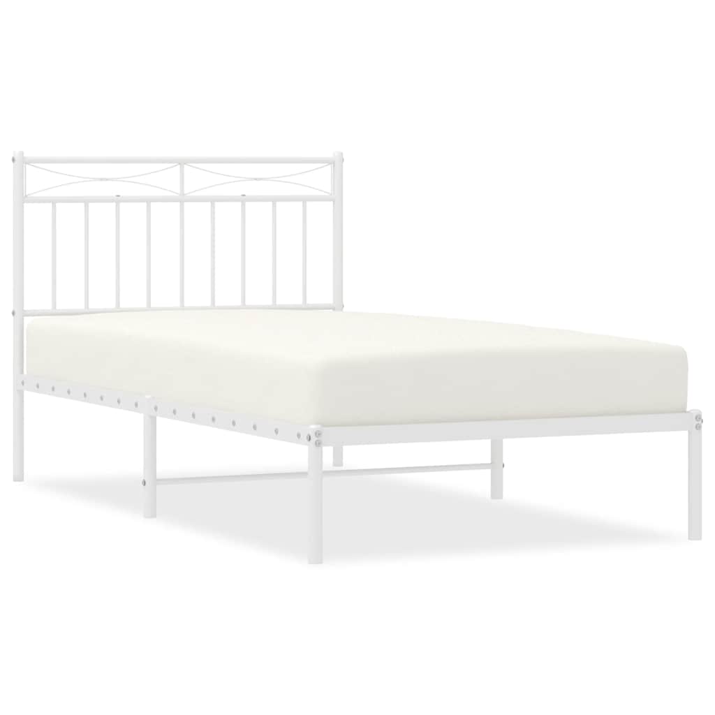 Bed Frame White Steel Twin Bed Frame Rectangular Modern