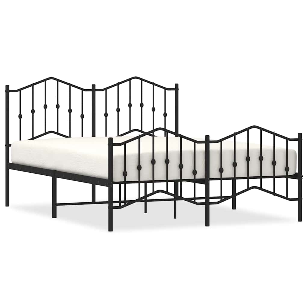 Bed Frame Black Powder-Coated Steel King Bed Frame Rectangular