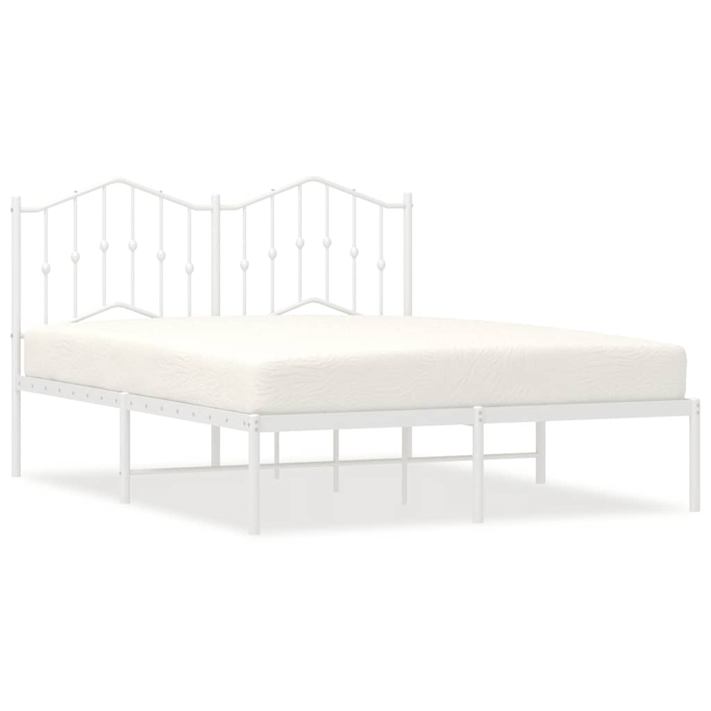 Bed Frame White Steel 53 x 75 in Bed Frame Rectangular