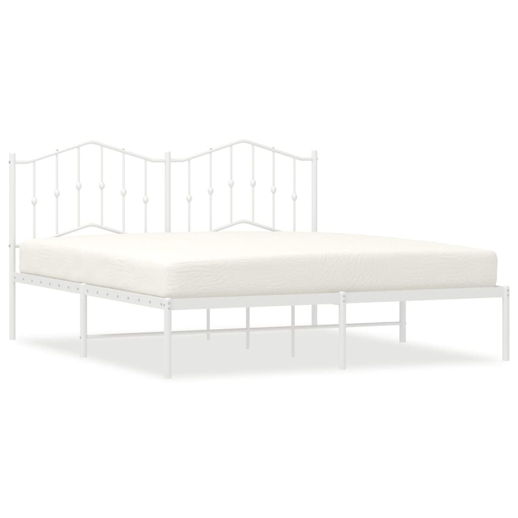 Bed Frame White Steel 72 x 84 in Bed Frame Rectangular Modern