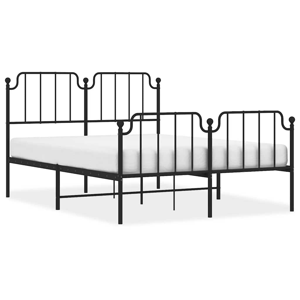 Bed Frame Black Powder-Coated Steel 53.1 x 74.8 in Bed Frame