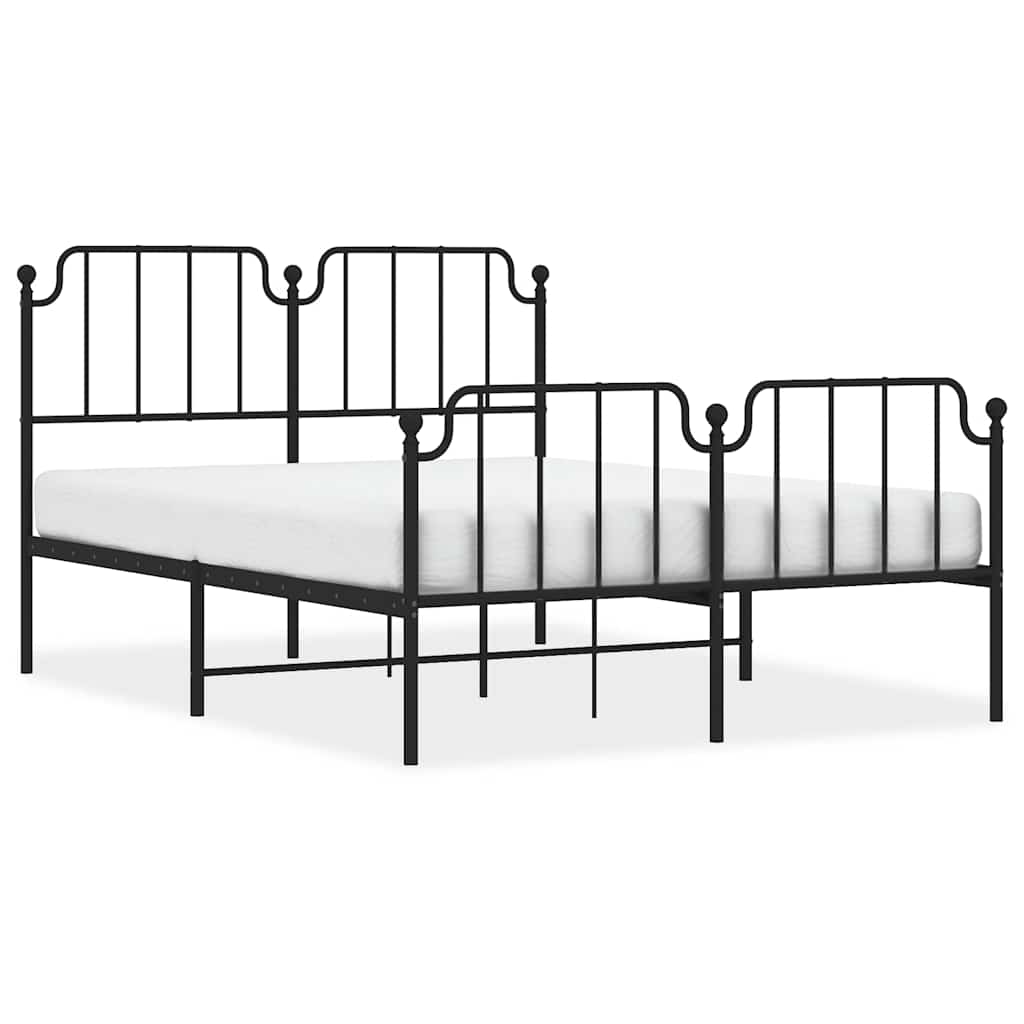 Bed Frame Black Steel 59 x 79 in Bed Frame Rectangular