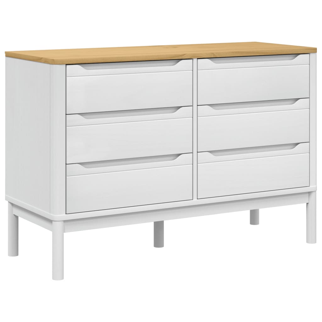 Drawer Cabinet White Solid pine wood Medium Chest of Drawers