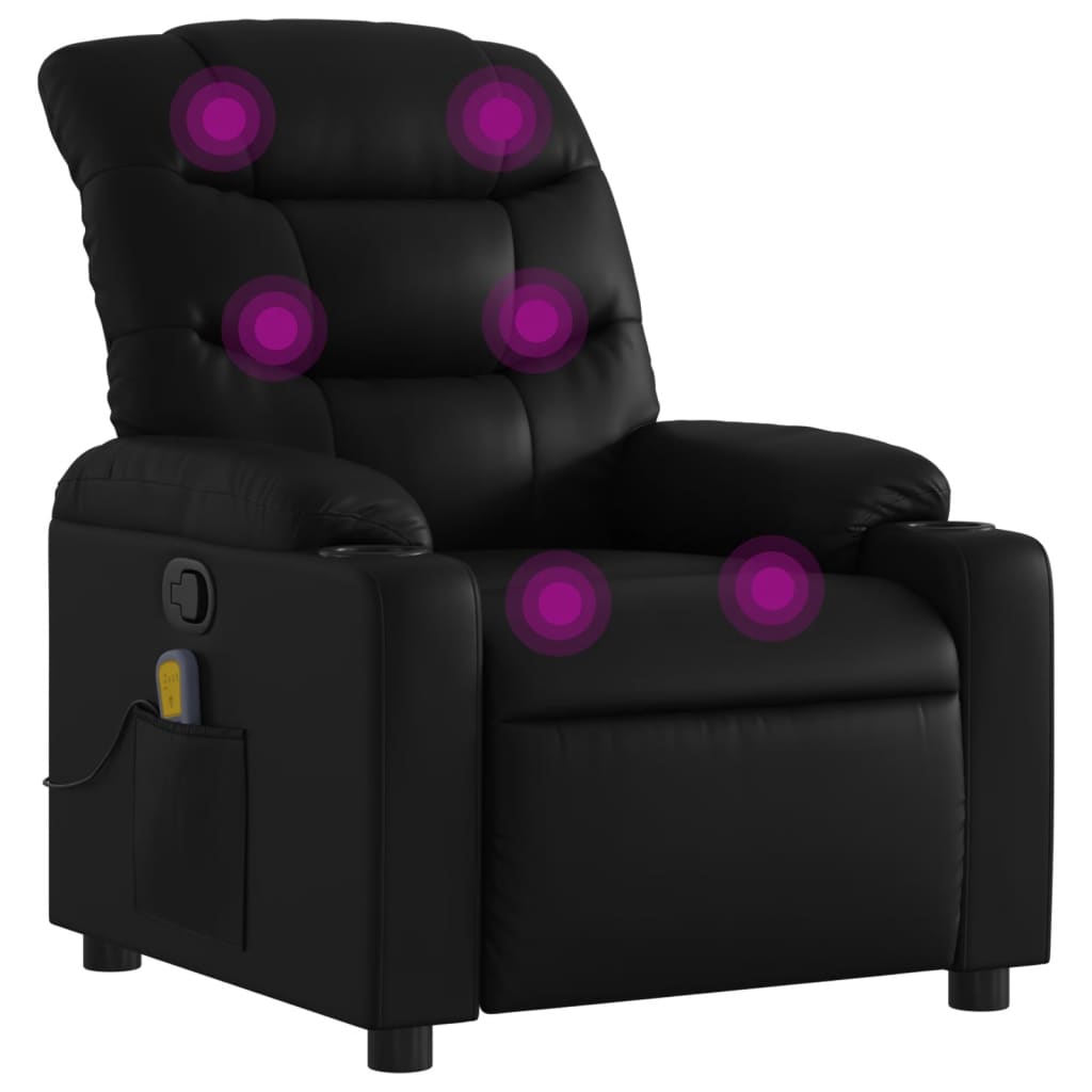 Massage Recliner Chair Black Faux leather, metal, plywood Single