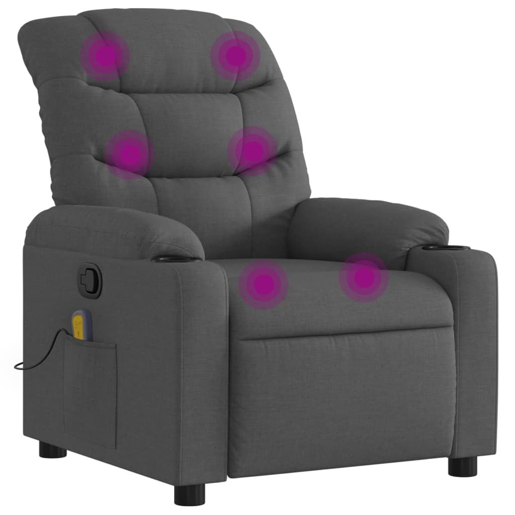 Massage Recliner Chair Dark Grey 100% Polyester, Metal, Plywood