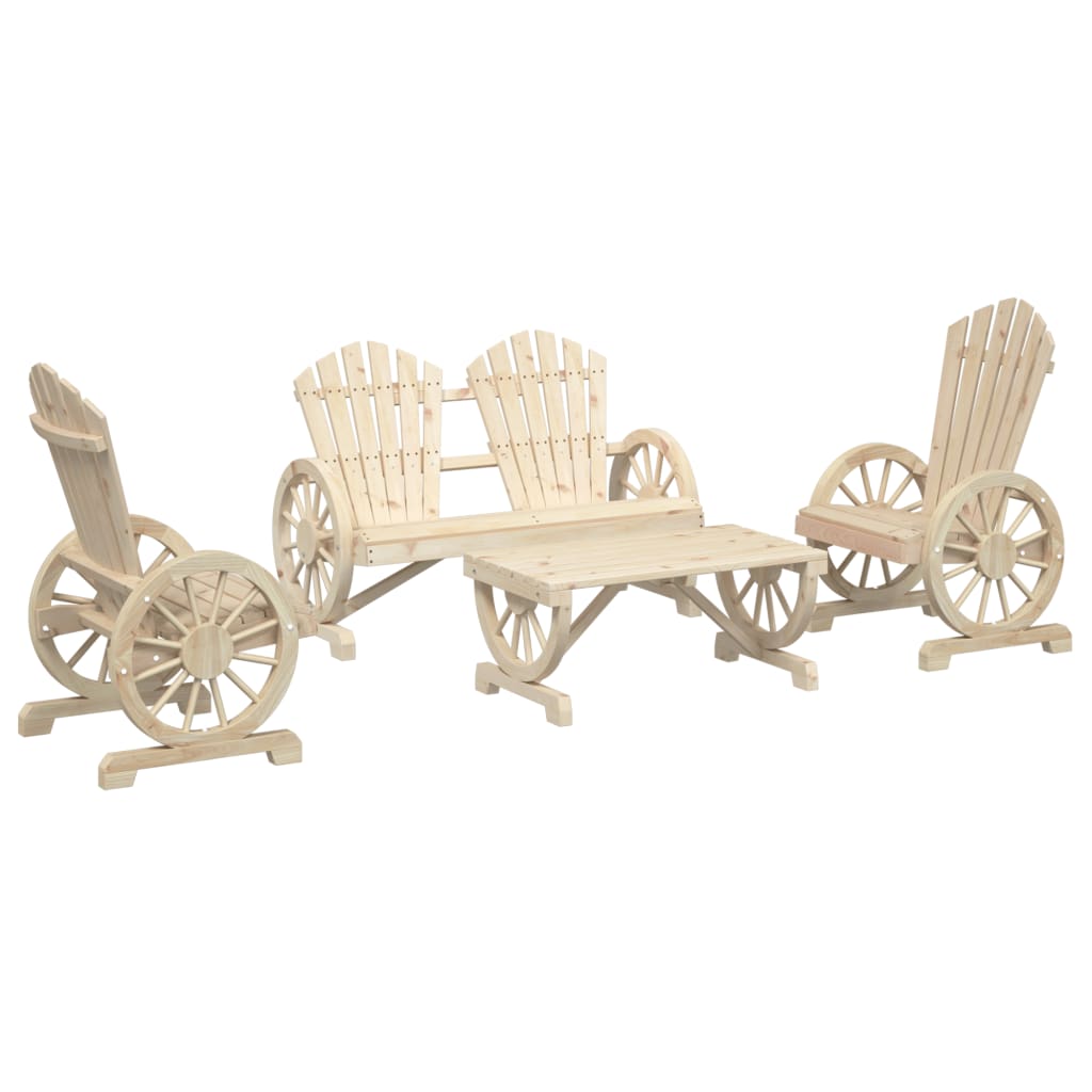 Garden Lounge Set Natural Wood Solid fir wood Large Ergonomic