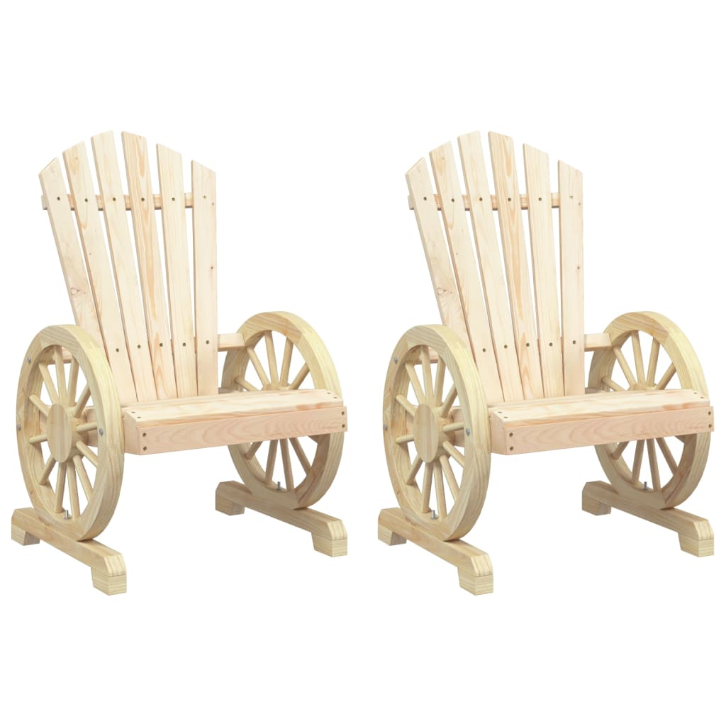 Garden Adirondack Chair Set of 2 Natural wood Solid fir wood