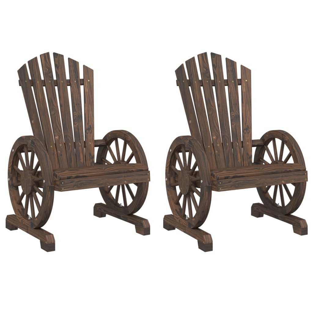 Garden Adirondack Chair Set of 2 Burnt wood Solid Fir Wood Medium