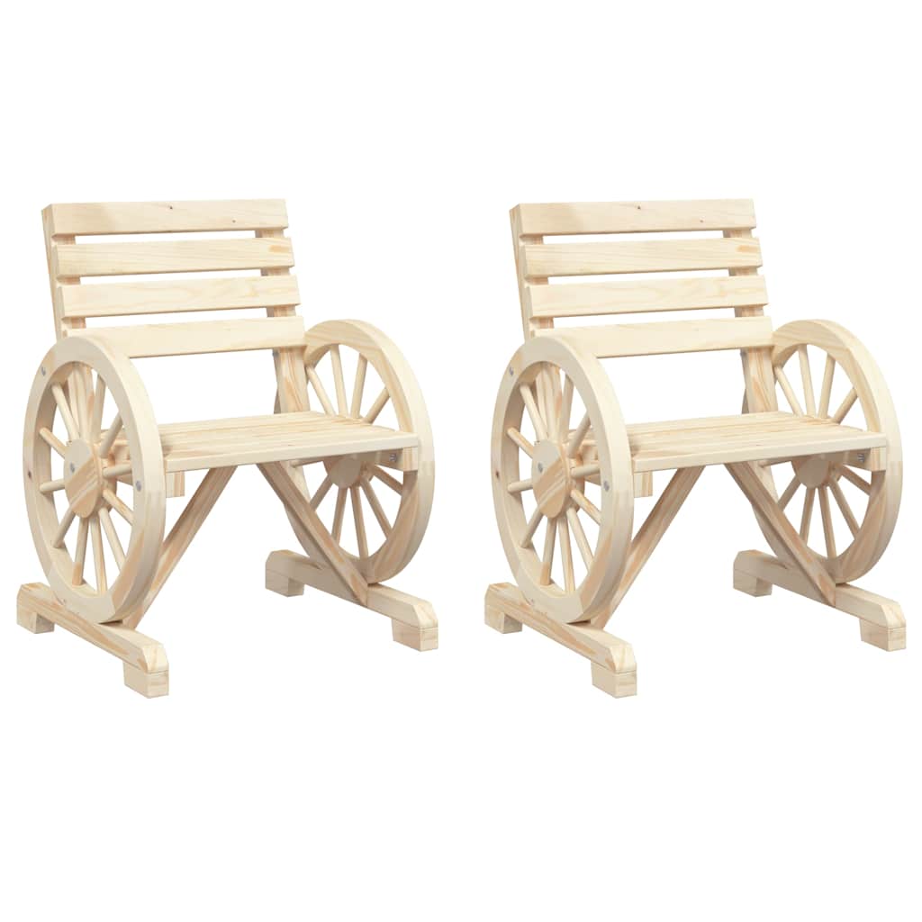 Garden Chair Set of 2 Natural wood finish Solid fir wood Standard