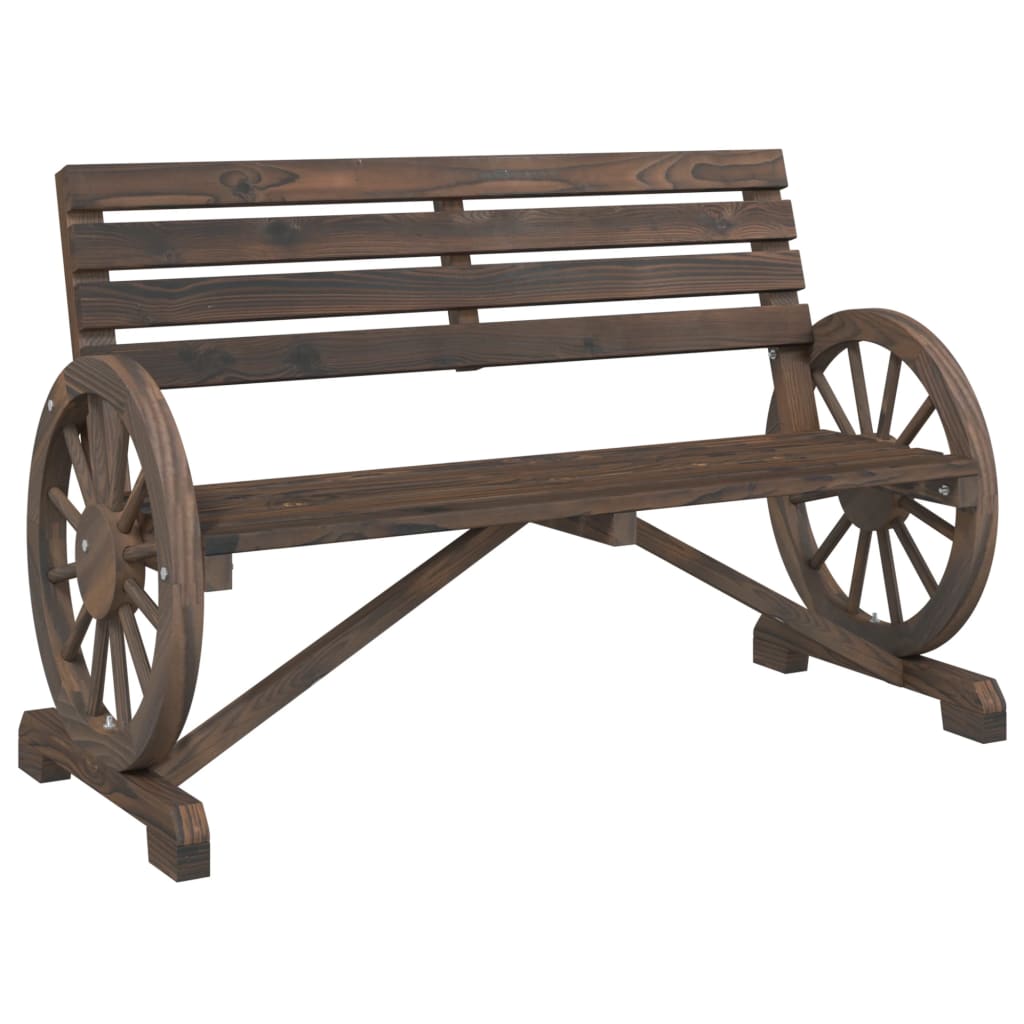 Garden Bench Burnt wood look Solid fir wood 2-seater Durable