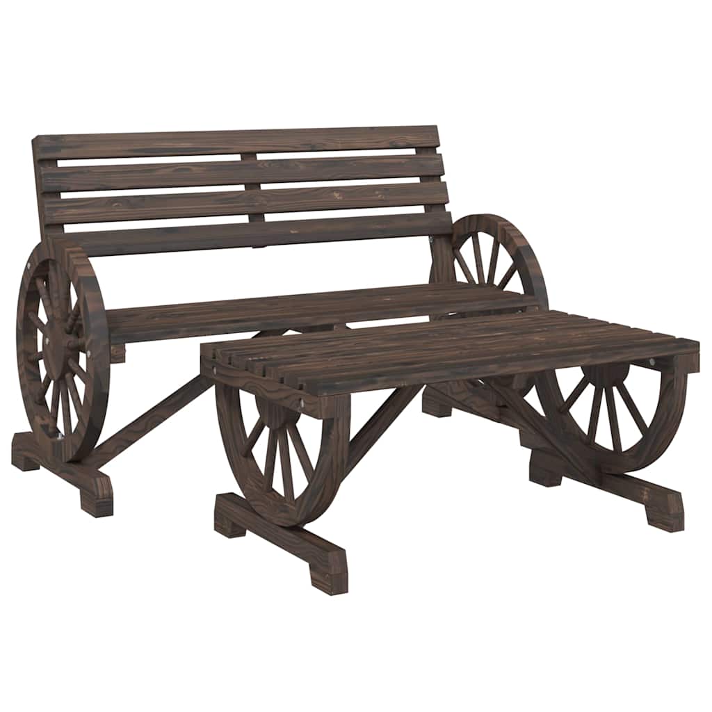 Garden Lounge Set Burnt Wood Solid fir wood Two-piece set