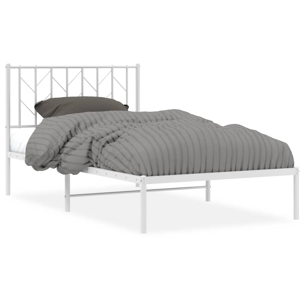 Bed Frame White Steel Single Bed Frame Rectangular
