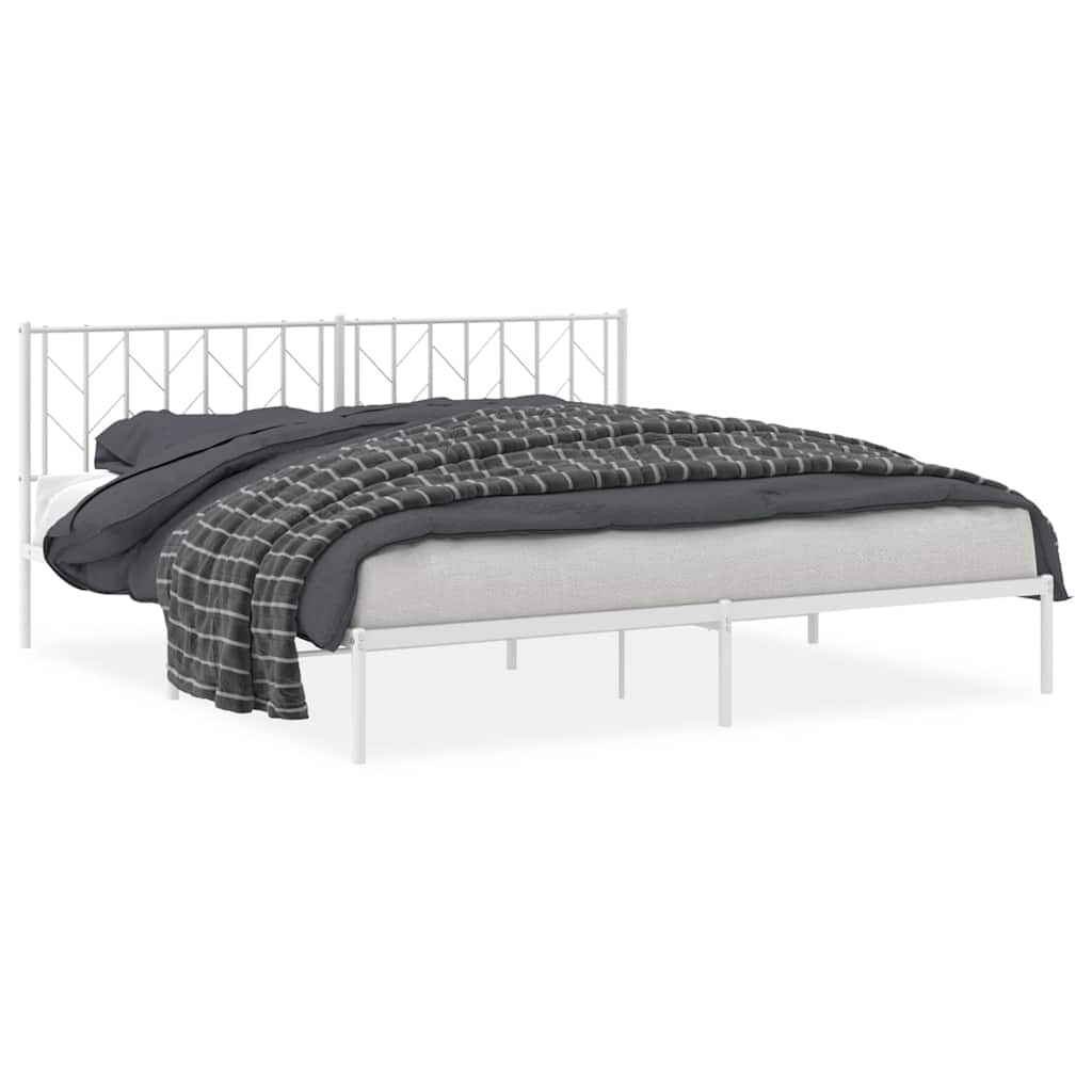 Bed Frame White Steel Double Bed Frame Rectangular