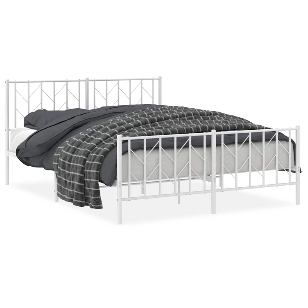 Bed Frame White Steel King Size Bed Frame Rectangular