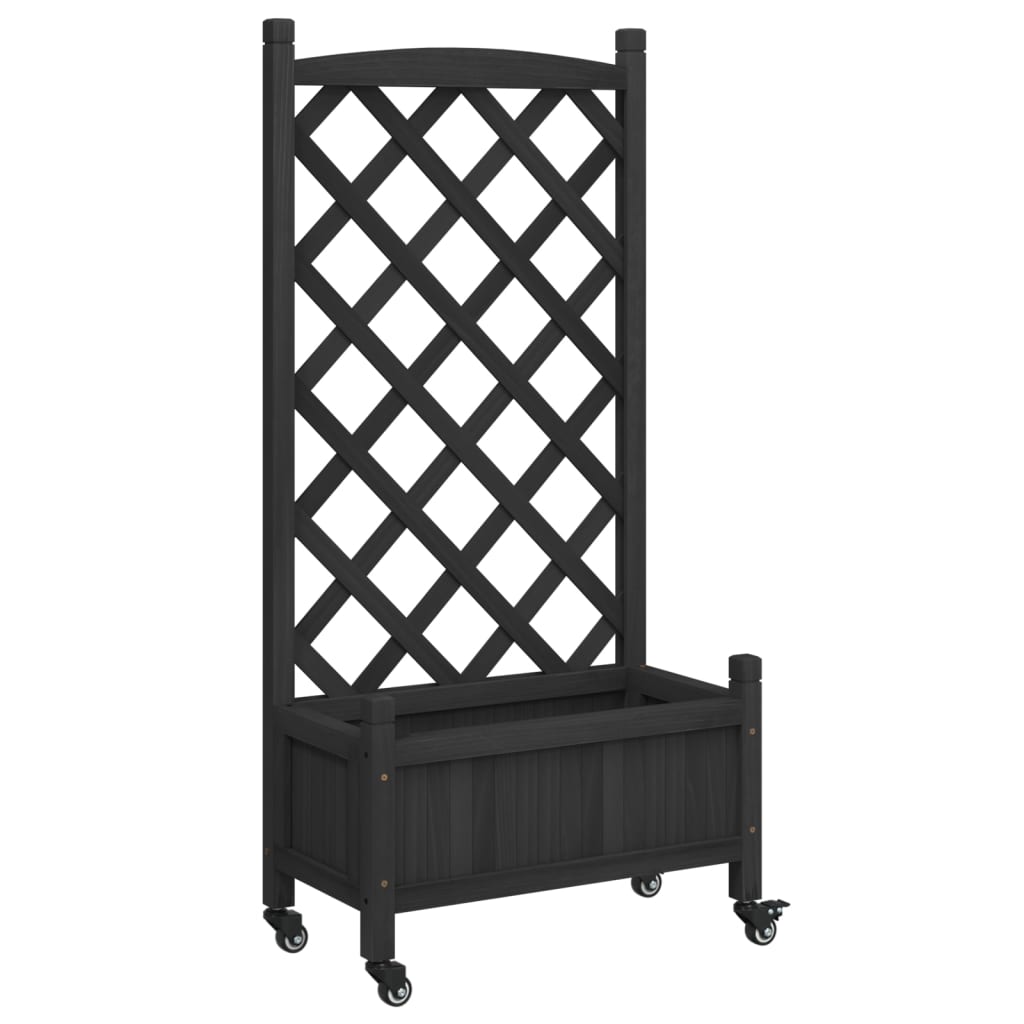 Planter Black Solid fir wood, Iron Medium Planters Planter