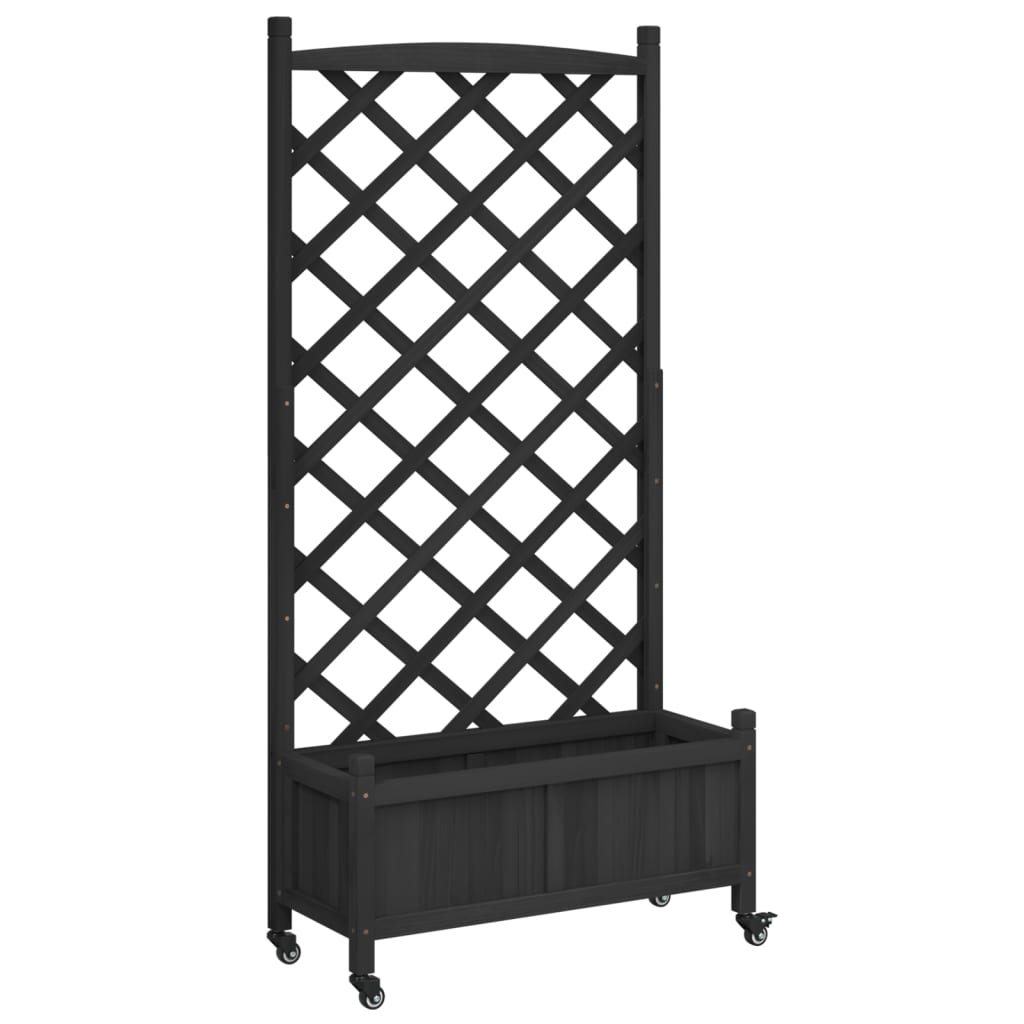 Planter Black Solid fir wood, iron Large Wheels/casters Planter