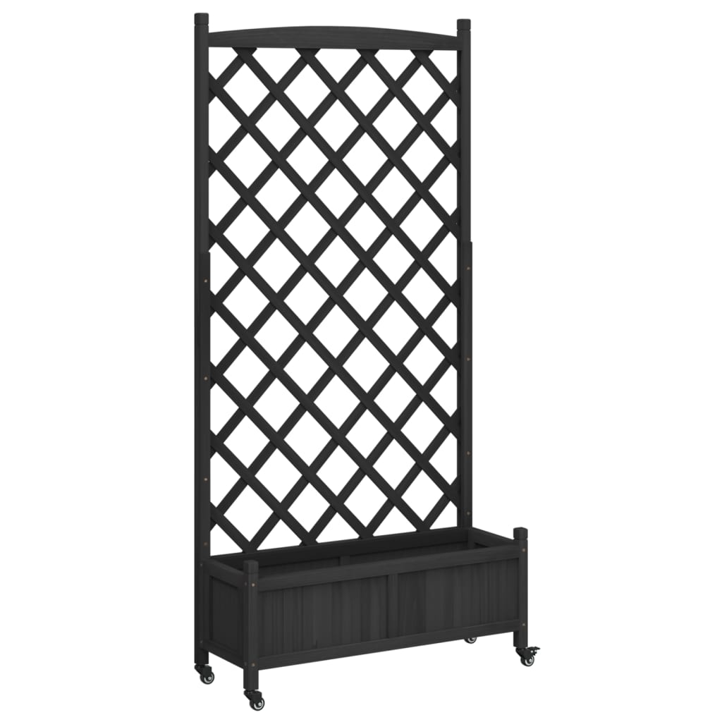 Planter Black Solid fir wood Large Rollable Planter