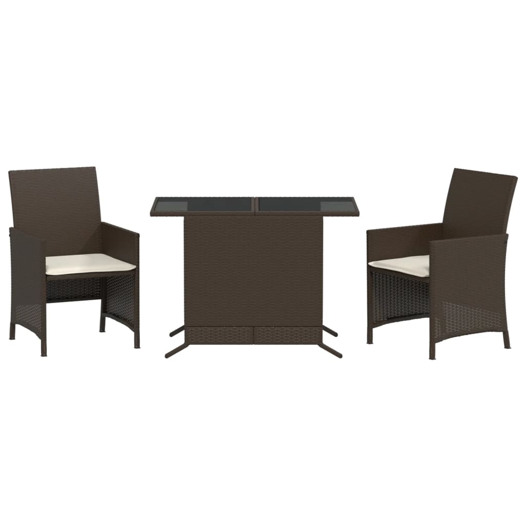 Bistro Set Brown PE Rattan Compact Stackable Bistro Set