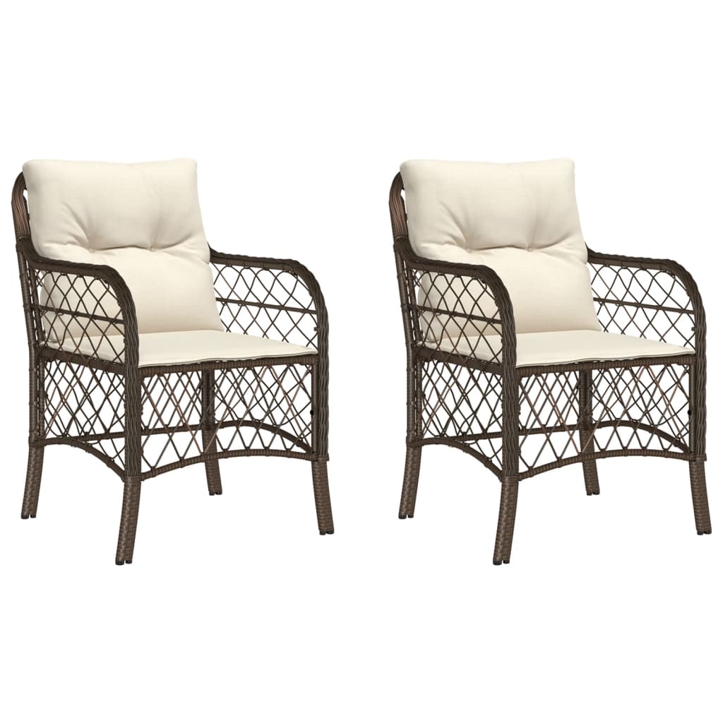 Garden Chair Set of 2 Brown PE rattan Standard
