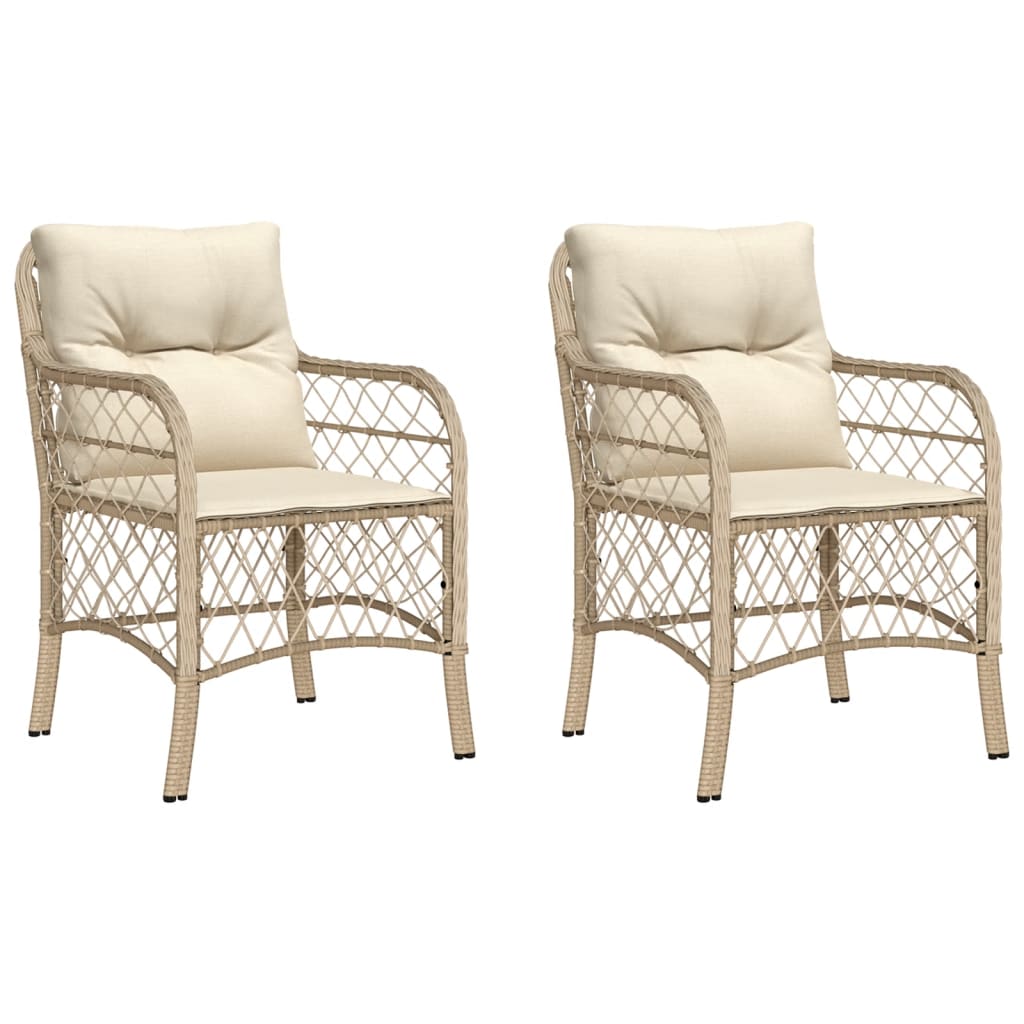Garden Chair Set of 2 Beige Poly Rattan Standard
