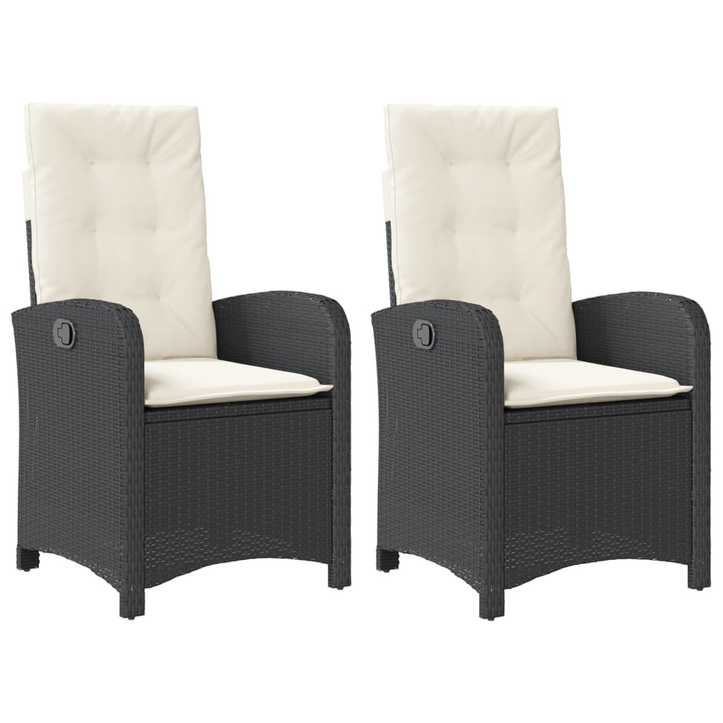 Reclining Garden Chair Set of 2 Black