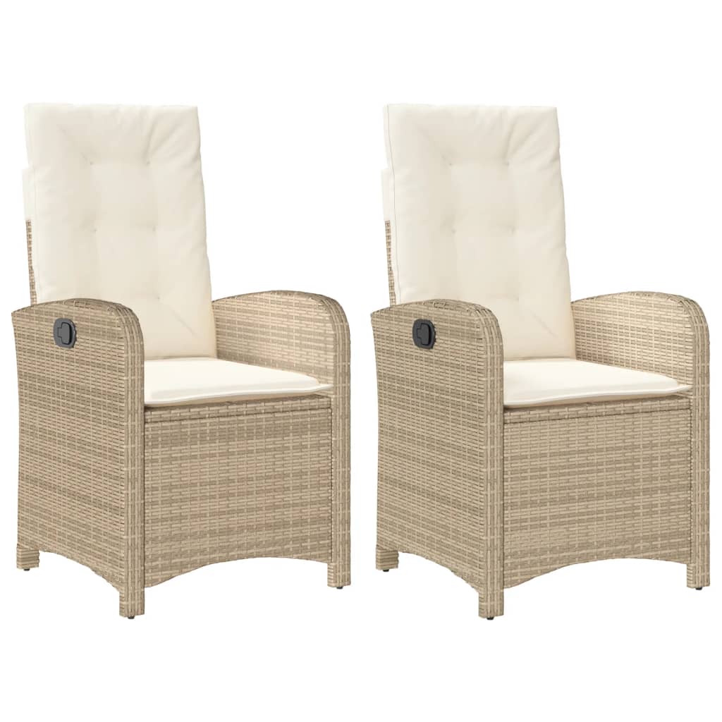 Reclining Garden Chair Set of 2 Beige