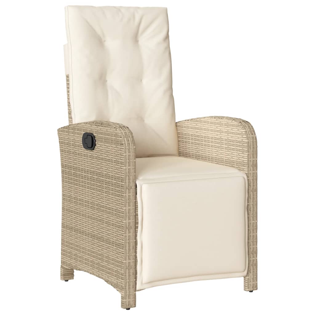 Reclining Garden Chair Beige Poly Rattan Medium