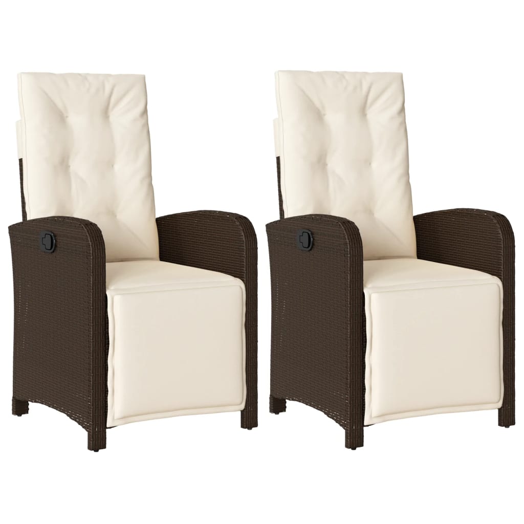 Reclining Garden Chair Set of 2 Brown