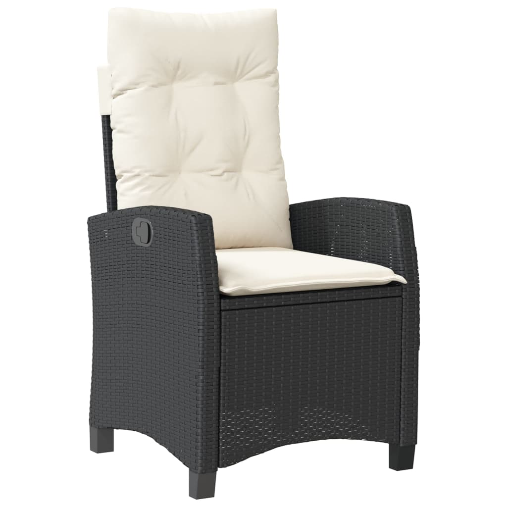 Reclining Garden Chair Black PE Rattan Standard Size