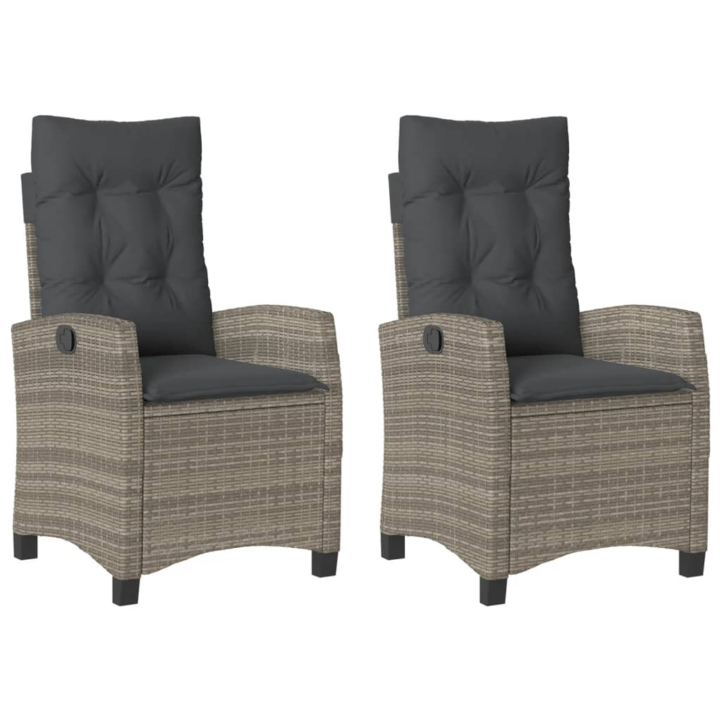 Reclining Garden Chair Set of 2 Grey PE rattan Standard