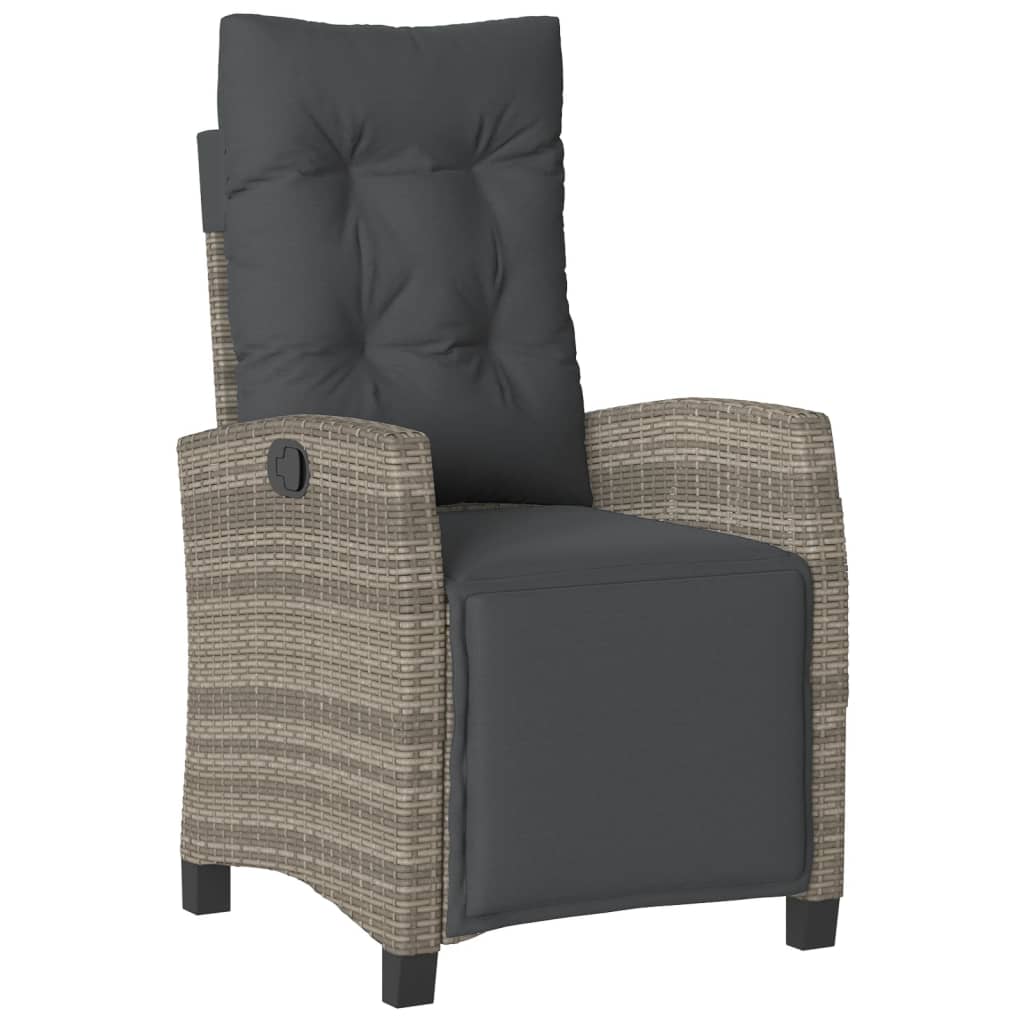 Reclining Garden Chair Grey PE rattan Standard